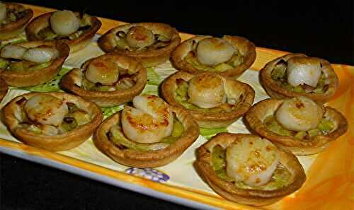 Mini-tartelettes Fondue de poireaux Noix de St Jacques