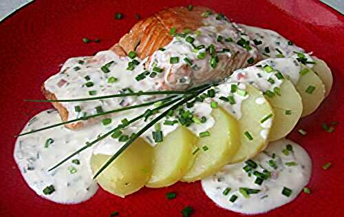 Pavé de Saumon à la crème de ciboulette