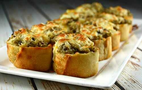 Petites bouchées croustillantes aux champignons gratinés