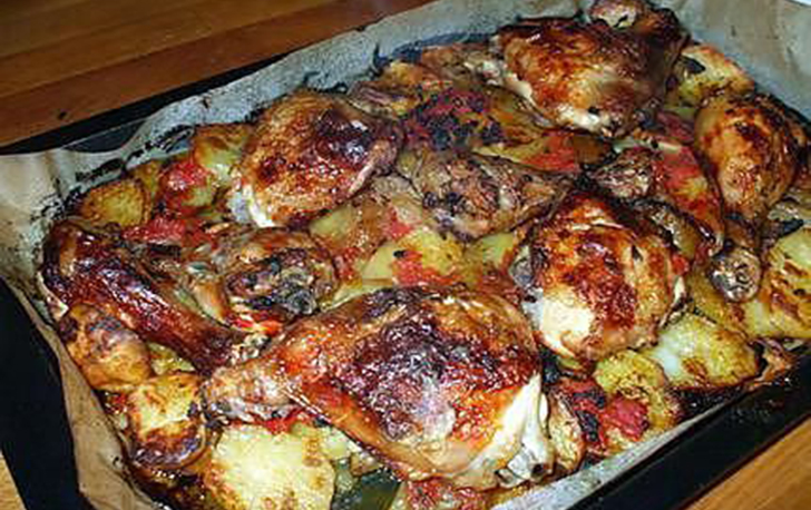 Poulet aux pomme de terre ...tomates et citrons confits