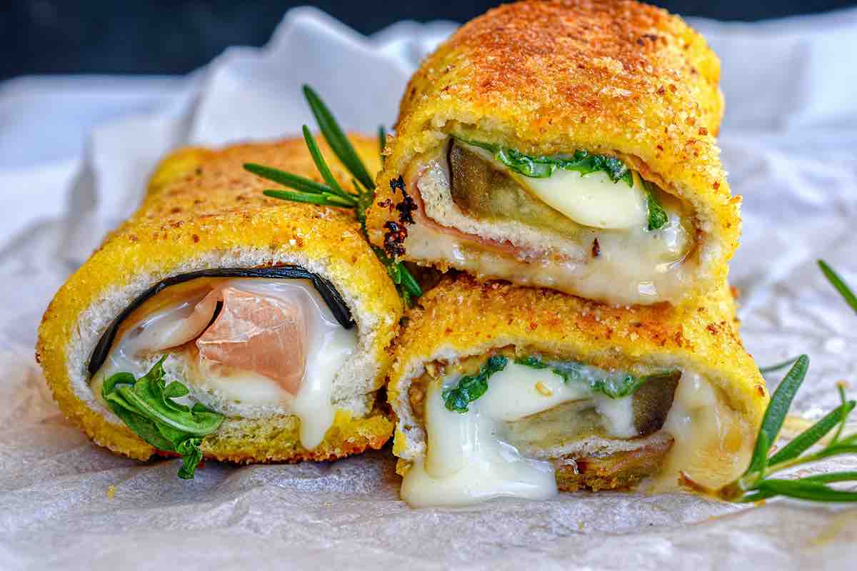 Rouleaux d’aubergine au jambon et au fromage