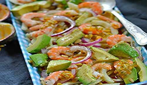 Salade Fenouil, Avocat, Crevettes, Oignons Rouges, Passion