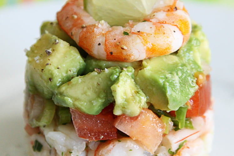 Tartare aux crevettes et aux avocats