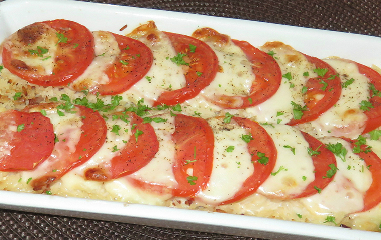 Un bon gratin de riz tomate mozzarella