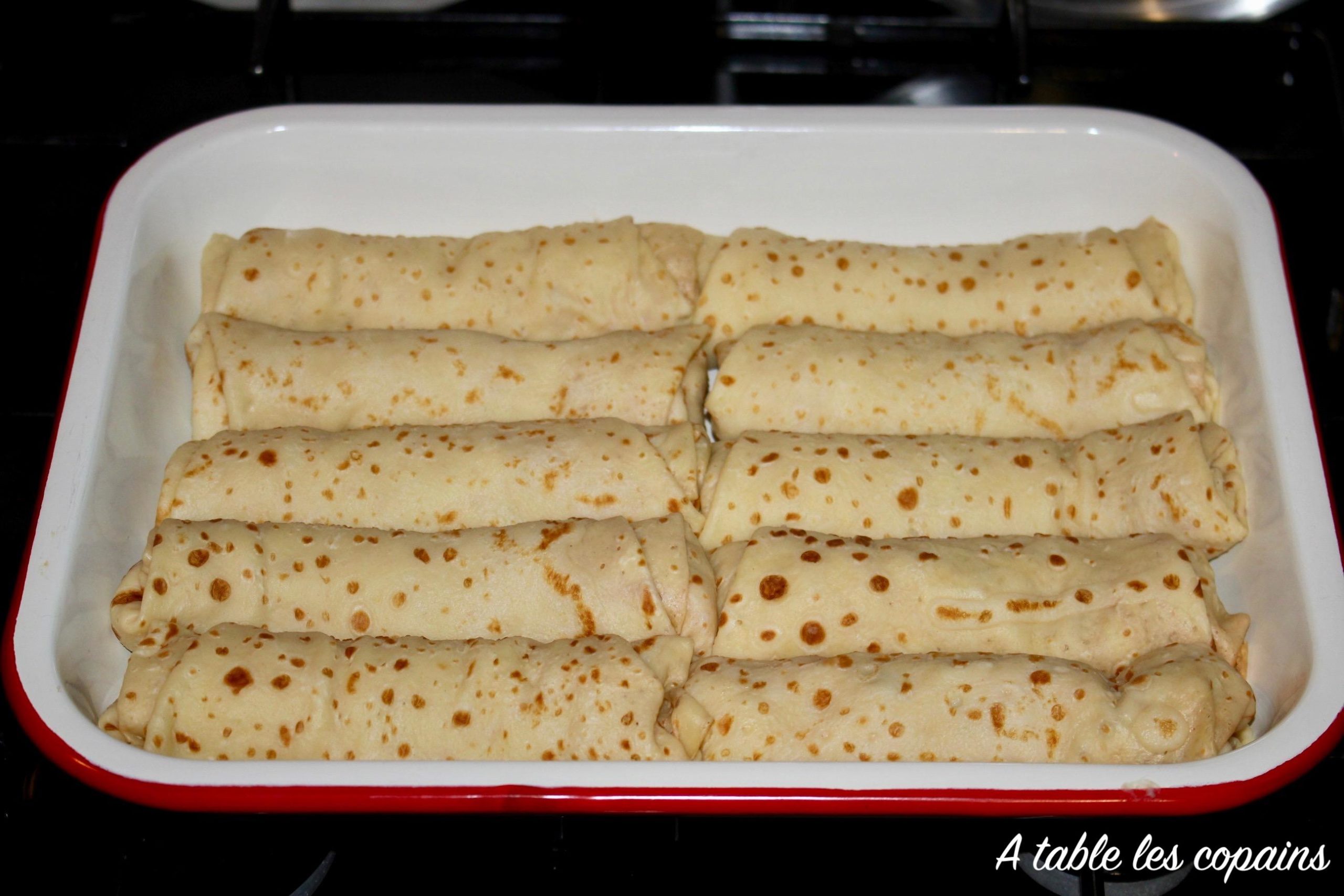 Un bon plat de crêpes jambon fromage et champignons