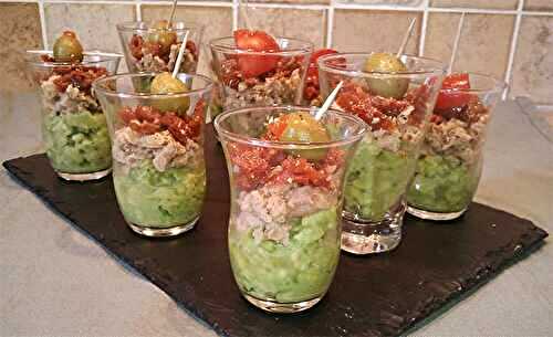 Verrine avocat thon tomates séchées