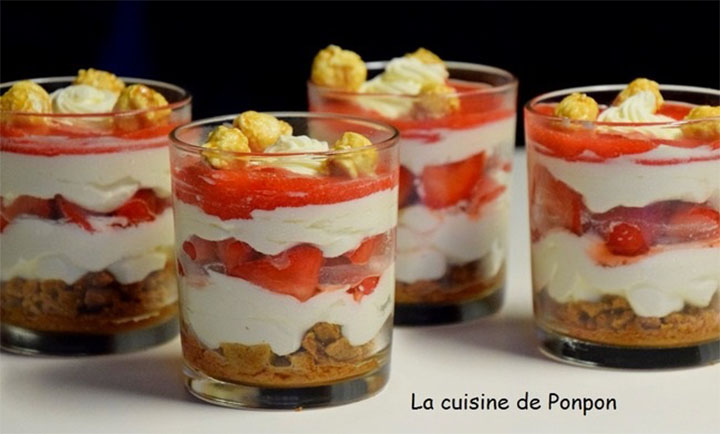 Verrine crème de mascarpone, fraises et spéculoos