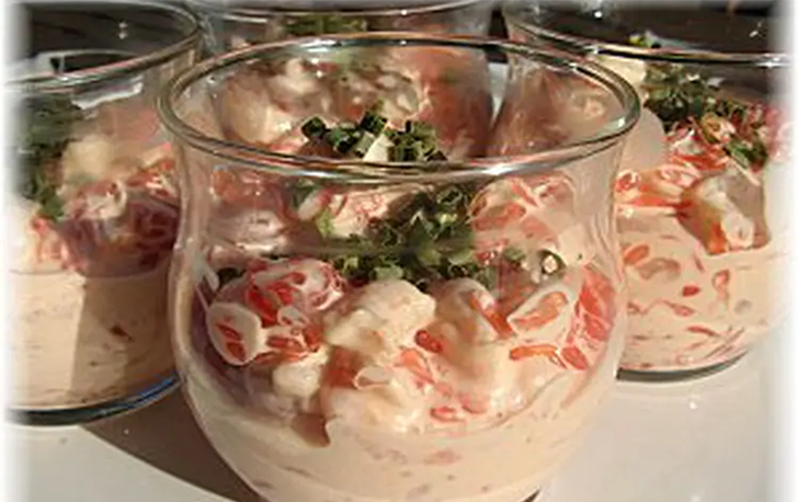 Verrine de crevettes pamplemousse cocktail