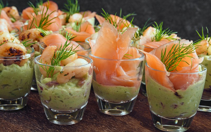 Verrines avocat saumon et sa glace à l'aneth