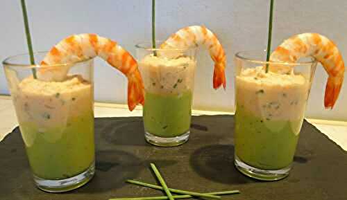 Verrines de mousse d'avocats et crème de crevettes