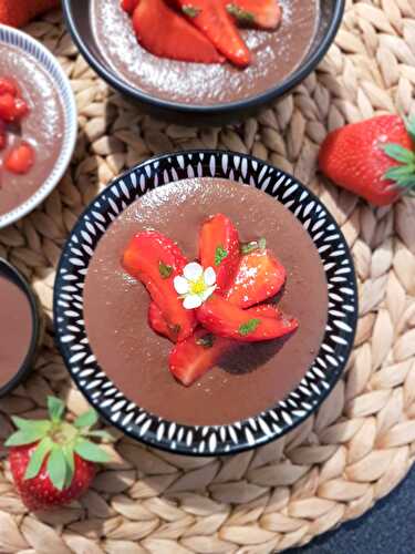 Crème dessert au chocolat / framboises à l'anis