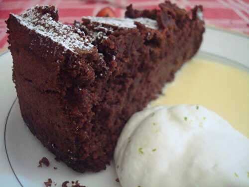 Gâteau chocolat/citron vert et sa crème Margarita (Nigella Lawson)