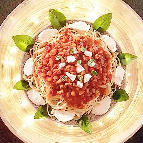 Linguines bolognaise de légumes de Cyril Lignac dans Tous en cuisine, 2eme édition