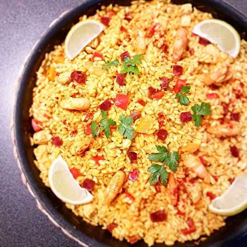 Paella facile et rapide de Cyril Lignac dans Tous en cuisine, dernière émission