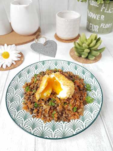 Salade de lentilles à la cannelle et œuf mollet de Cyril Lignac