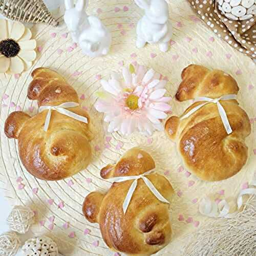 ...Lapins de Pâques en brioche, délicieux et très facile à faire et avec 2 façonnages... (Défi recette avril 2023)