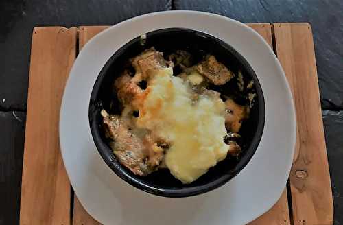 Gratin de crozets poulet et champignons