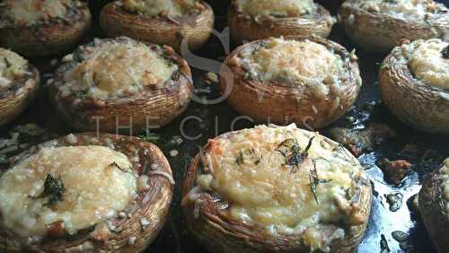 Champignons farcis aux deux fromages & aux herbes