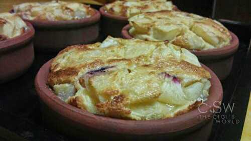 Clafoutis pêche & lait de coco