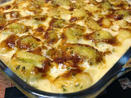 Gratin de gnocchis (natures et basilic) au gorgonzola