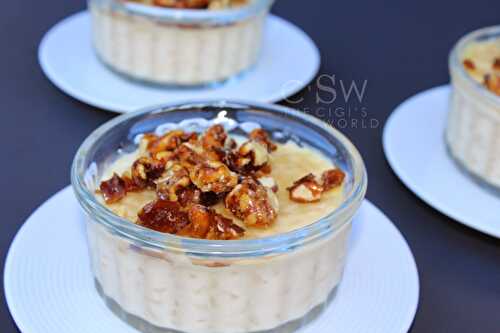 Riz au lait à la cannelle et noix caramélisées