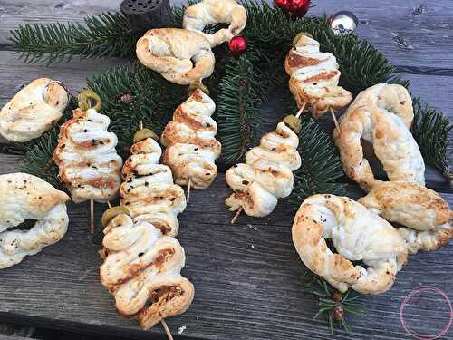 Petits sapins en pâte feuilletés pour utiliser restes de pâte