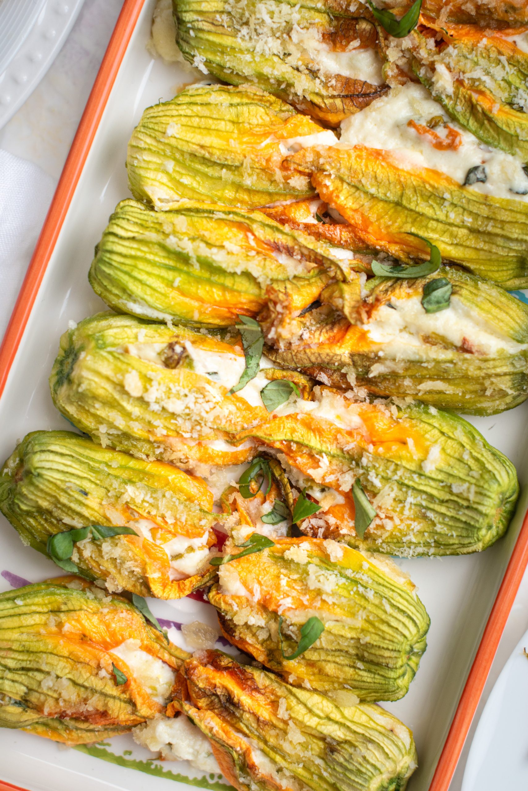 FLEURS DE COURGETTE FARCIES A LA RICOTTA