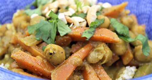 Curry de Pois chiches aux Petits Légumes, "Semoule" de chou-fleur (IG bas)
