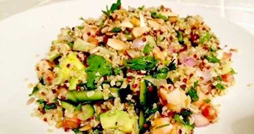La salade d'Edwige : Quinoa Gourmand, Crevettes et Grenade