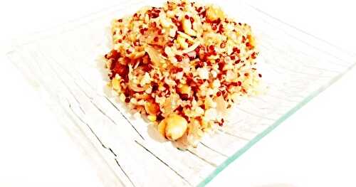 Poêlée de quinoa et boulghour aux oignons confits et aux fruits secs
