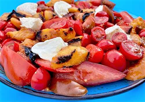 Salade Tomates, Mozzarella et Pèches ou Nectarines Rôties (Ig Bas)