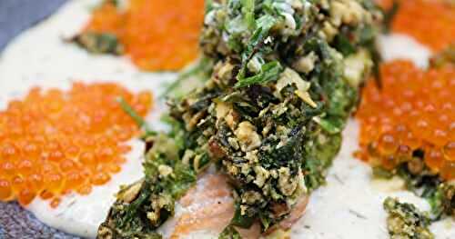 Merveille de Saumon en Croûte d'Herbes, Sauce Champagne (Ig Bas)