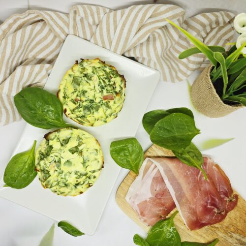 Flans épinards, speck, ricotta
