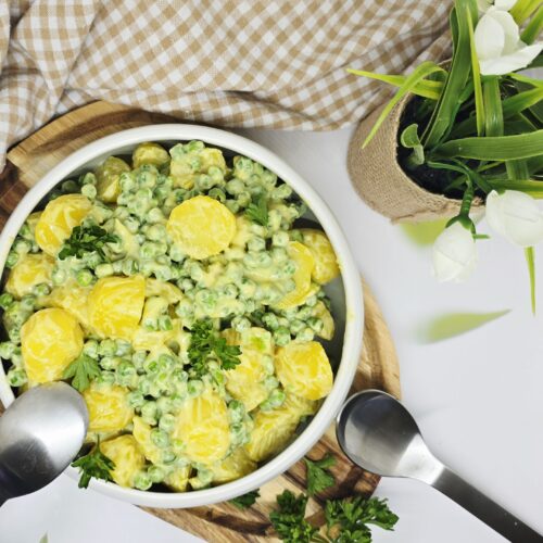 Salade de pommes de terre, petits pois et wasabi