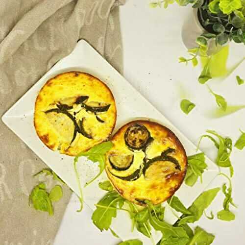 Clafoutis courgettes, chèvre et roquette