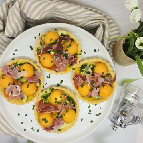 Tartelettes melon jambon cru