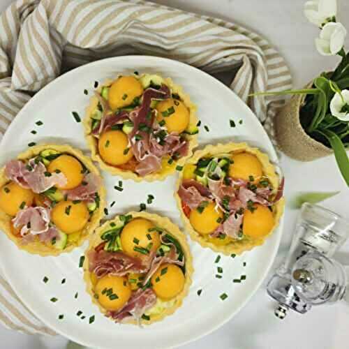 Tartelettes melon jambon cru