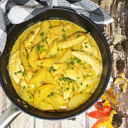 Aiguillettes de poulet au cidre et poires