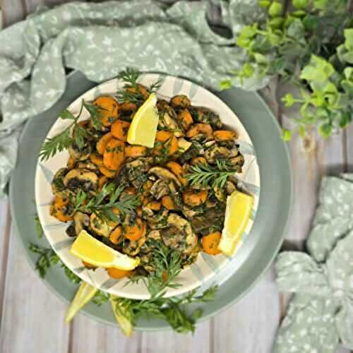 Poêlée de champignons et carottes à la persillade de fanes