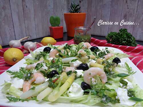 Salade aux asperges et aux crevettes