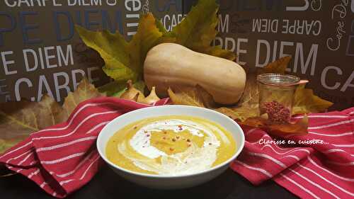 Velouté courge butternut et lentilles corail