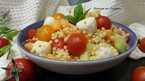 Salade estivale perlée aux crudités et melon