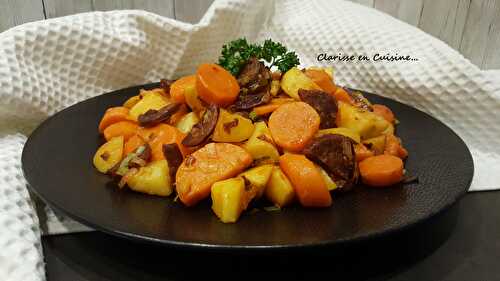 Poêlée de pommes de terre carottes et chorizo