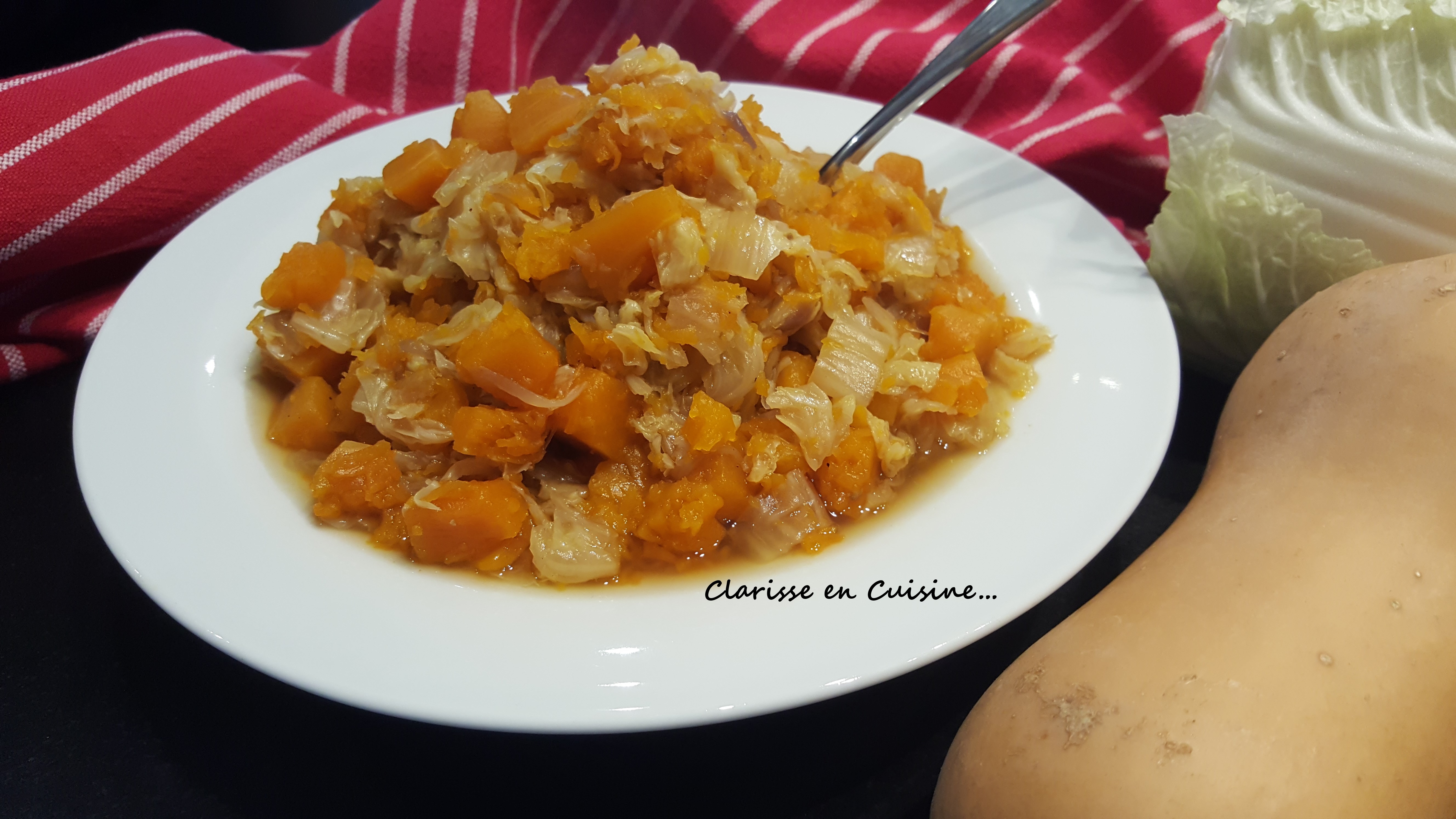 Fondue de butternut et de chou chinois