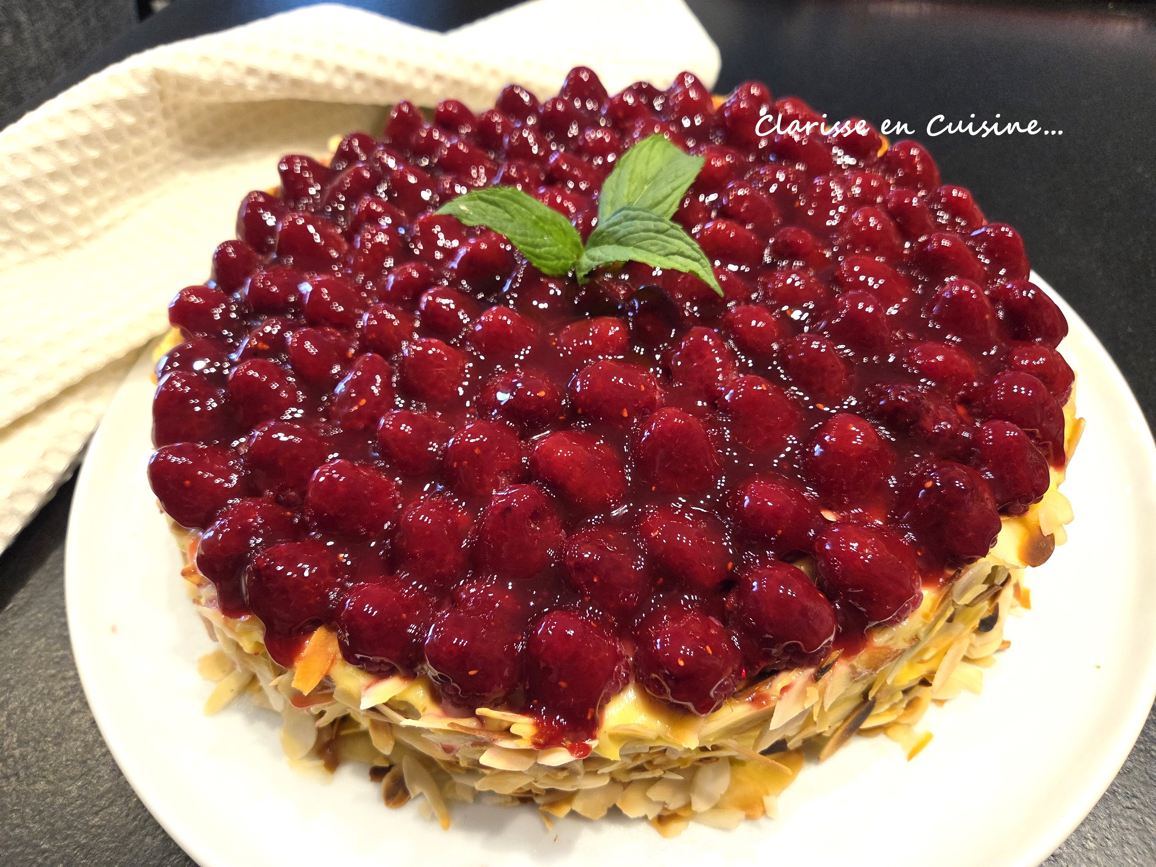 Tarte aux framboises à la crème mousseline