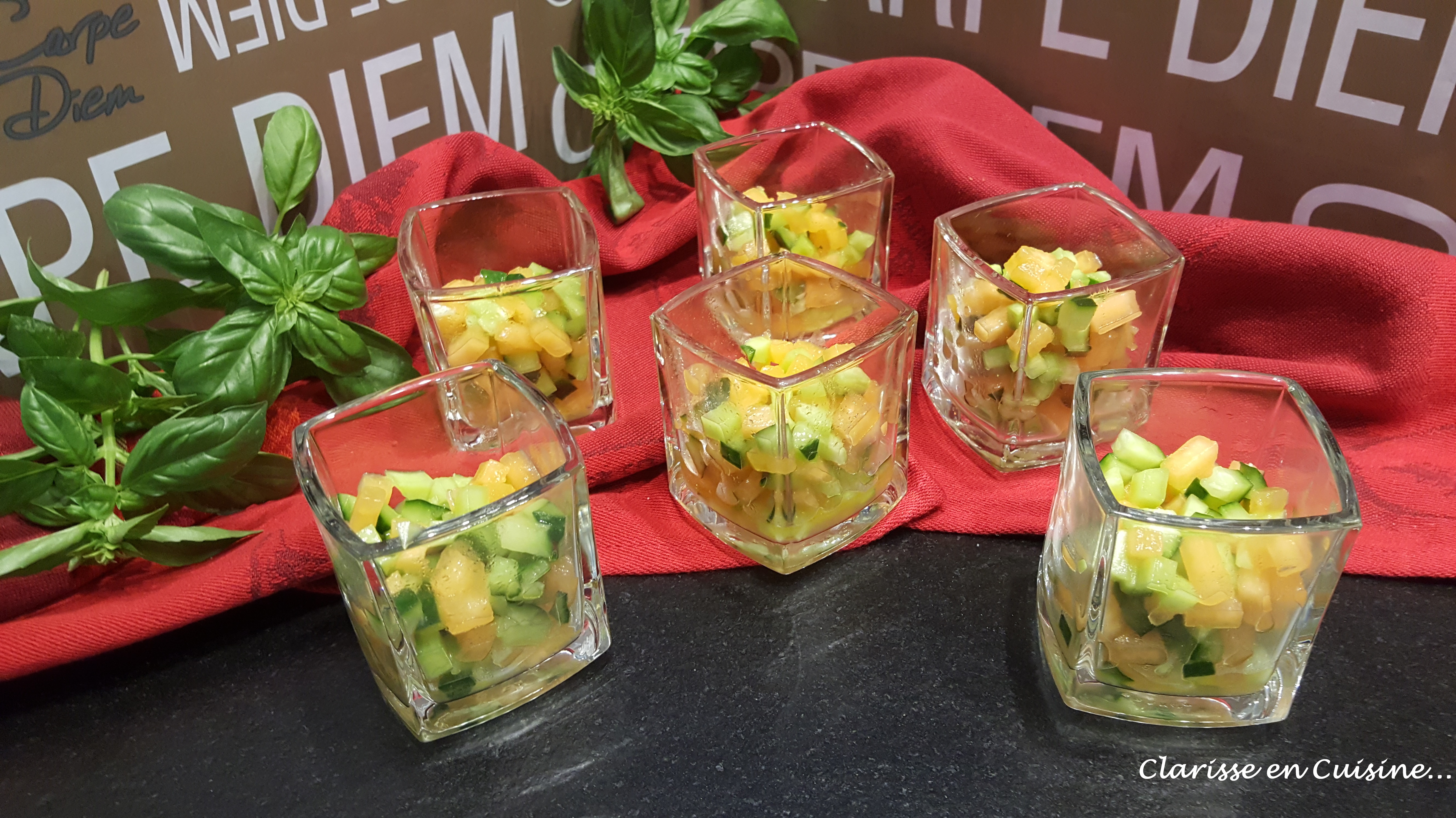 Verrines apéritives de concombre et melon