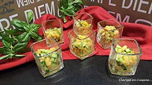 Verrines apéritives de concombre et melon