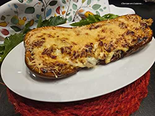 Courge butternut farcie aux crevettes et gratinée