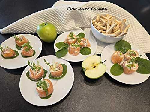 Roulés de saumon fumé à la pomme Granny et pamplemousse