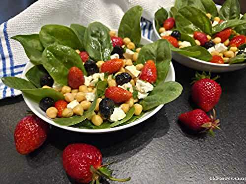 Salade composée épinards feta fraises